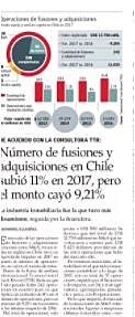 Nmero de fusiones y adquisiciones en Chile subi 11% en 2017, pero el monto cay 9,21%